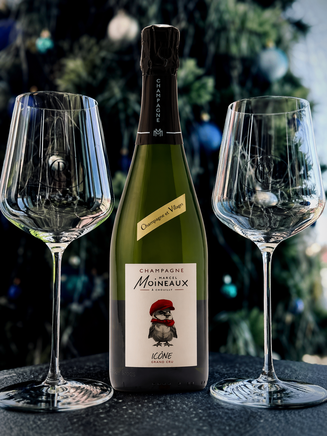 Champagne Marcel Moineaux Icon Grand Cru Blanc de Blancs + 2 Glasses Bundle